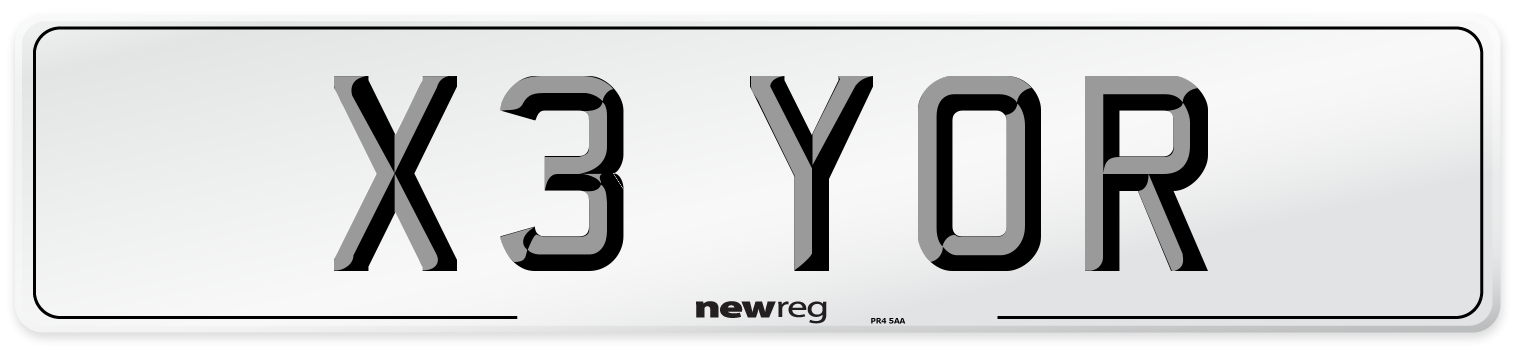 X3 YOR Number Plate from New Reg